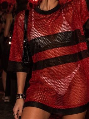NWT TIALS Oversized Red Mesh Jersey
